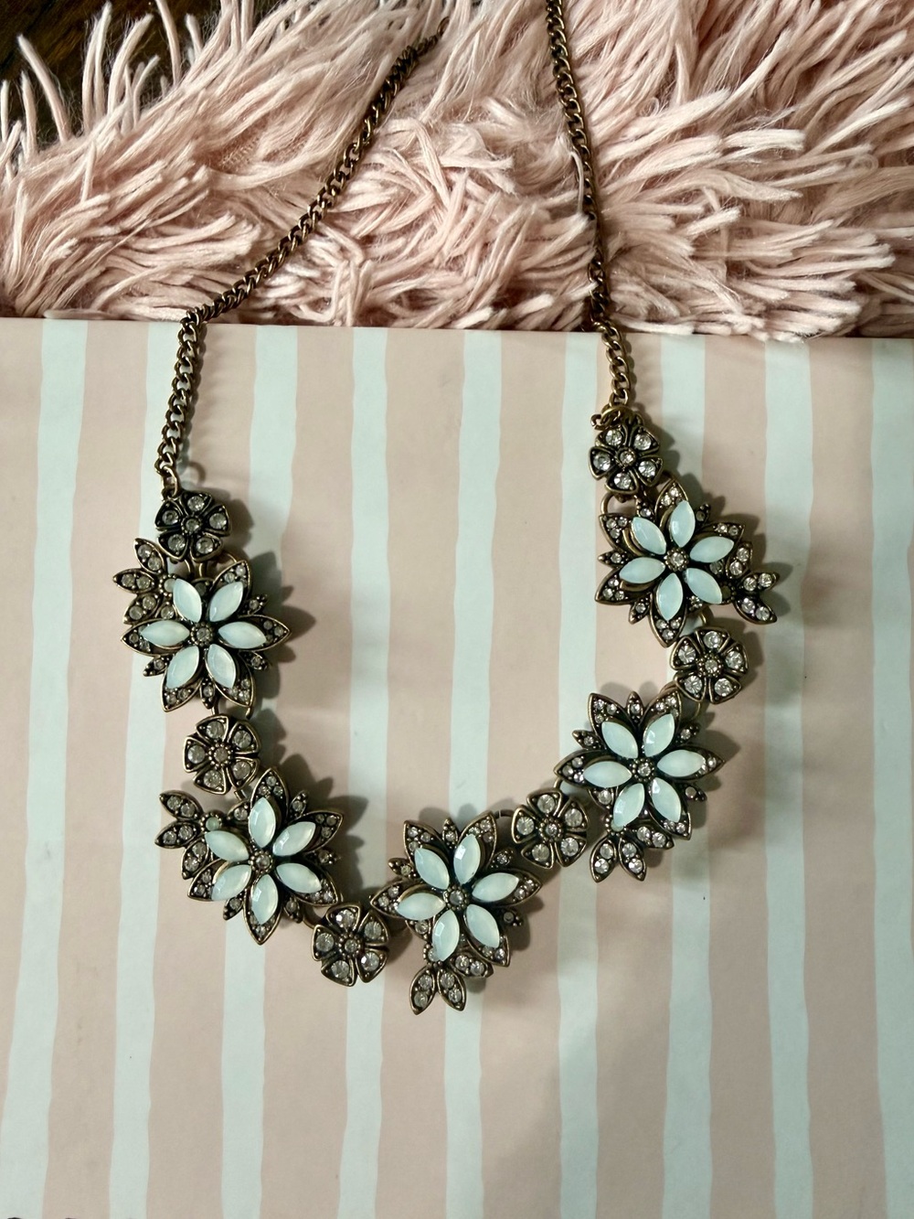 Floral Statement Necklace with Blue Flowers